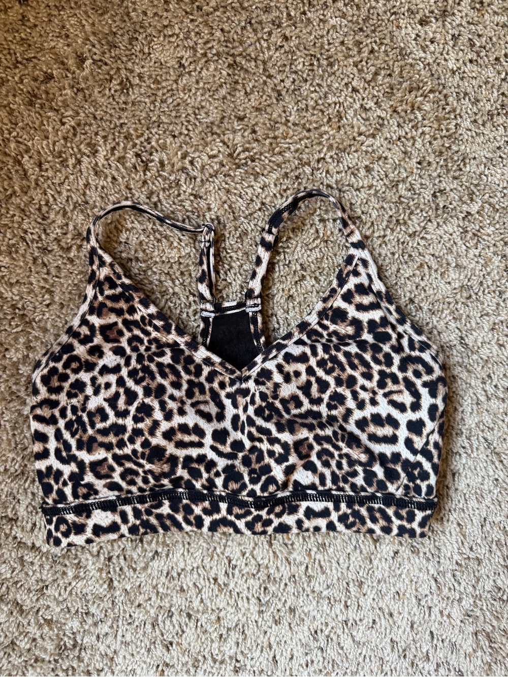 ZYIA Leopard Print Racerback Sports Bra - Brown/Black